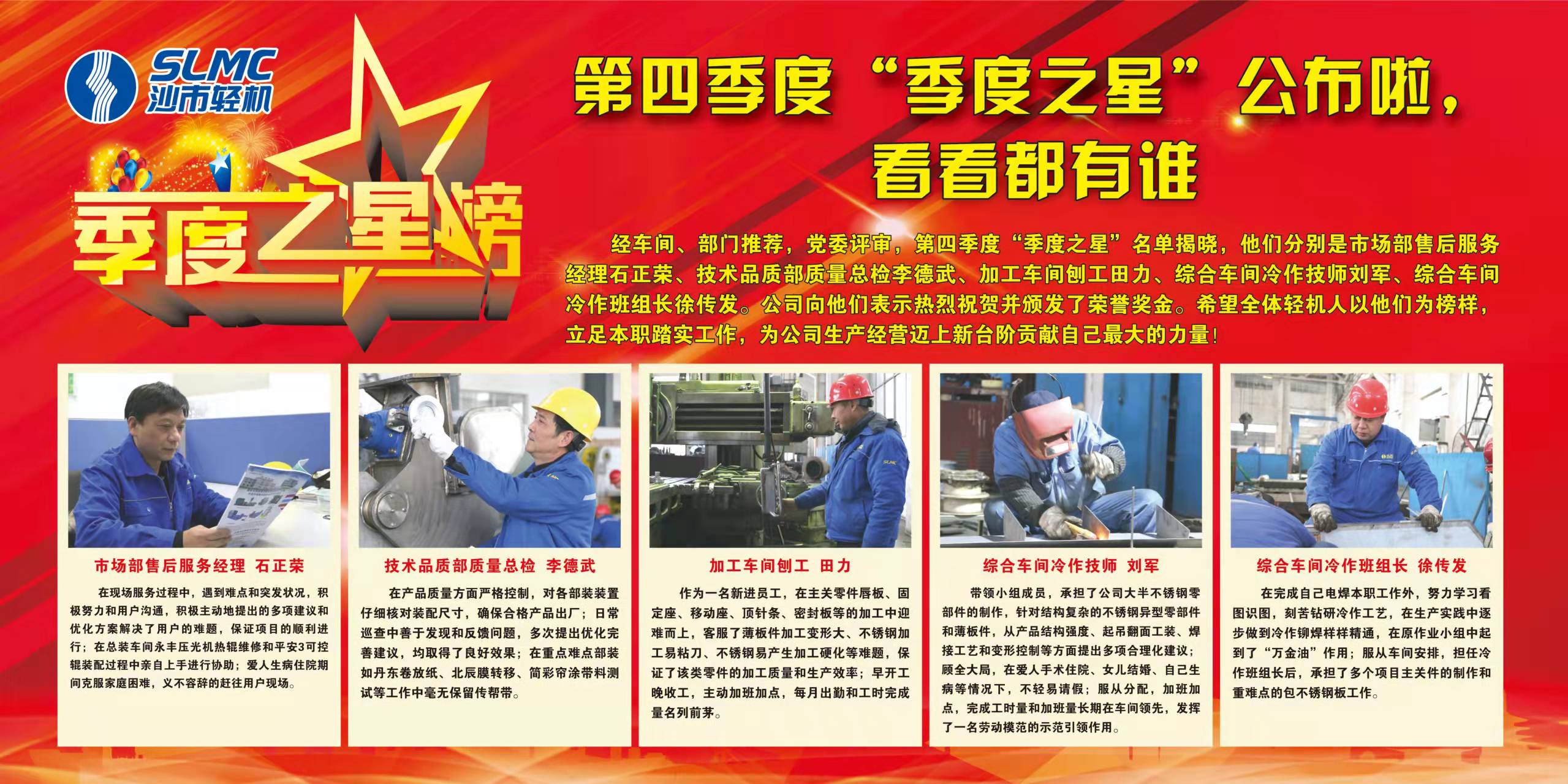 第四季度“季度之星”风采